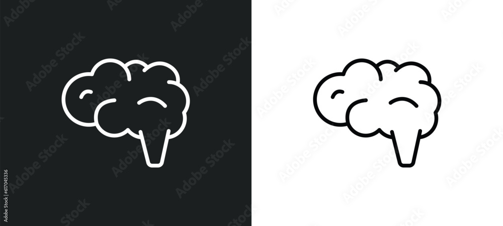 human brain line icon in white and black colors. human brain flat vector icon from human brain collection for web, mobile apps and ui. human brain line icon in white and black colors. human brain flat vector icon from human brain collection for web, mobile apps and ui.