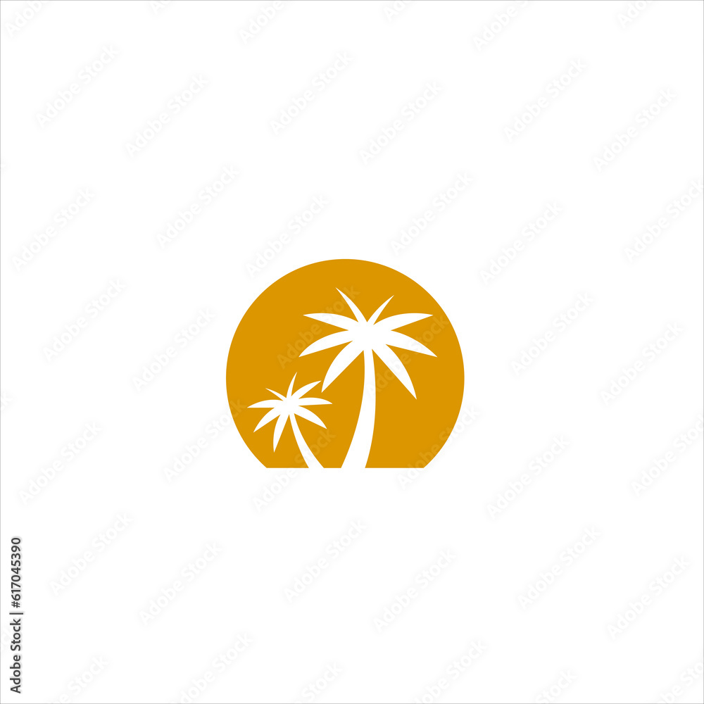 Palm tree summer beach logo design vector illustration Palm tree summer beach logo design vector illustration