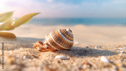 seashell on the beach HD 8K wallpaper Stock Photographic Image