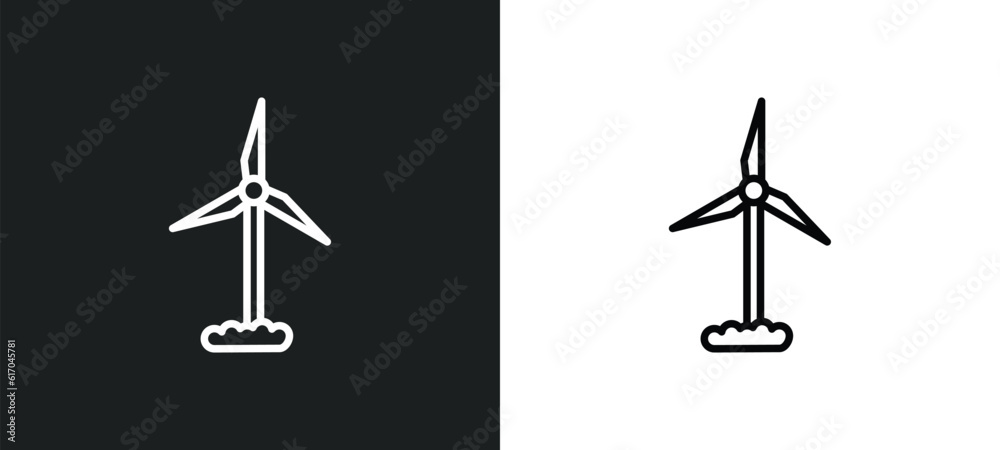 wind mills line icon in white and black colors. wind mills flat vector icon from wind mills collection for web, mobile apps and ui. wind mills line icon in white and black colors. wind mills flat vector icon from wind mills collection for web, mobile apps and ui.