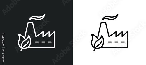 eco factory line icon in white and black colors. eco factory flat vector icon from eco factory collection for web  mobile apps and ui.