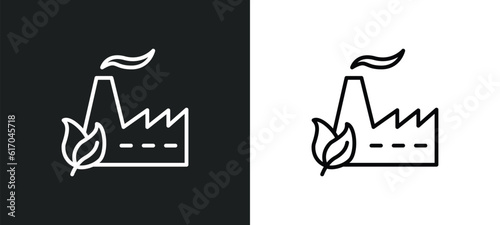 eco factory line icon in white and black colors. eco factory flat vector icon from eco factory collection for web, mobile apps and ui.