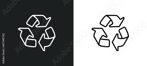 recycle line icon in white and black colors. recycle flat vector icon from recycle collection for web, mobile apps and ui.