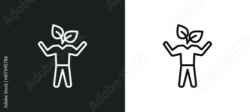 eco volunteer line icon in white and black colors. eco volunteer flat vector icon from eco volunteer collection for web, mobile apps and ui.