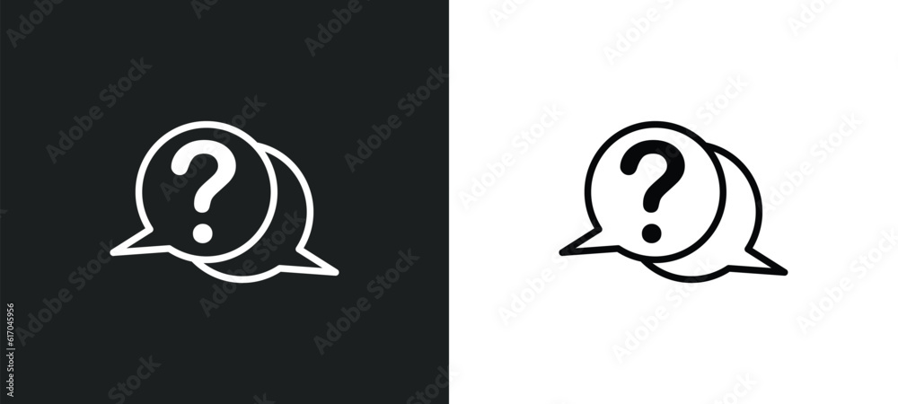question line icon in white and black colors. question flat vector icon from question collection for web, mobile apps and ui. question line icon in white and black colors. question flat vector icon from question collection for web, mobile apps and ui.