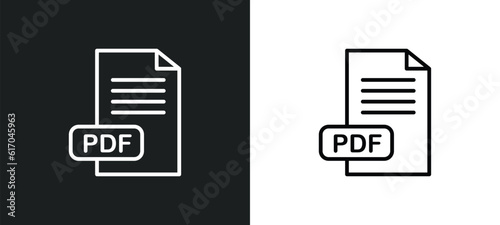 pdf line icon in white and black colors. pdf flat vector icon from pdf collection for web, mobile apps and ui.