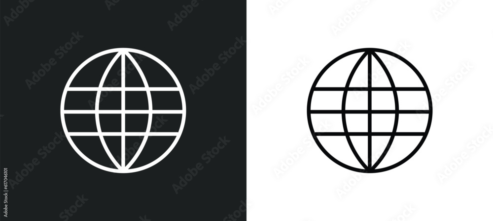 Naklejka premium international line icon in white and black colors. international flat vector icon from international collection for web, mobile apps and ui.