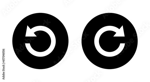 Redo and undo icon vector. Circular arrow symbol isolated on circle background photo