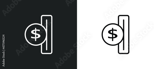 insert coin line icon in white and black colors. insert coin flat vector icon from insert coin collection for web, mobile apps and ui.