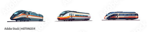 Electric high-speed train flat cartoon isolated on white background. Vector illustration