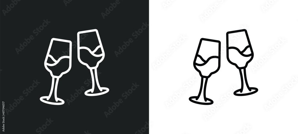 glasses with wine line icon in white and black colors. glasses with wine flat vector icon from glasses with wine collection for web, mobile apps and ui. glasses with wine line icon in white and black colors. glasses with wine flat vector icon from glasses with wine collection for web, mobile apps and ui.