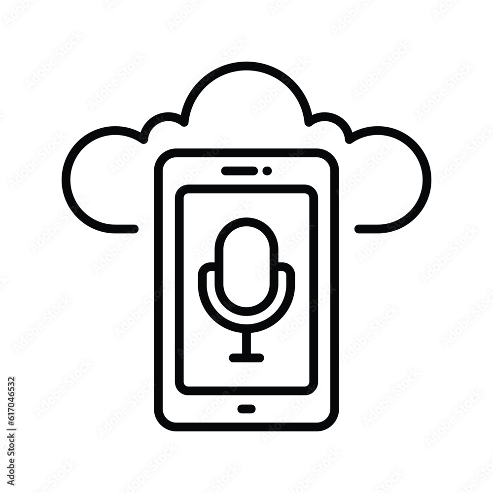 Cloud Recording Outline Icon Design illustration. Online Steaming Symbol on White background EPS 10 File