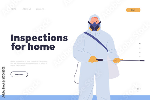 Inspection for home landing page design website template offering professional house disinfection