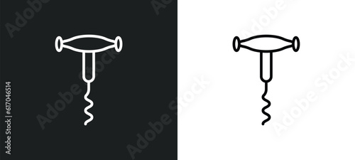 sorkscrew line icon in white and black colors. sorkscrew flat vector icon from sorkscrew collection for web, mobile apps and ui.
