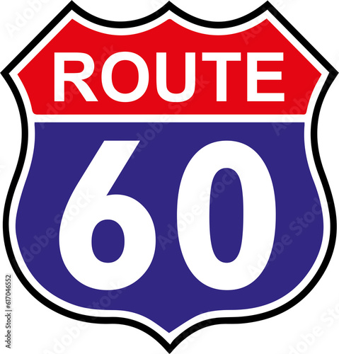 Wallpaper Mural US route 60 sign, shield sign with route number and text, illustration. Graphic image on a white background. Torontodigital.ca