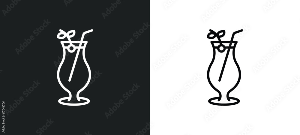 tequila sunrise line icon in white and black colors. tequila sunrise flat vector icon from tequila sunrise collection for web, mobile apps and ui.