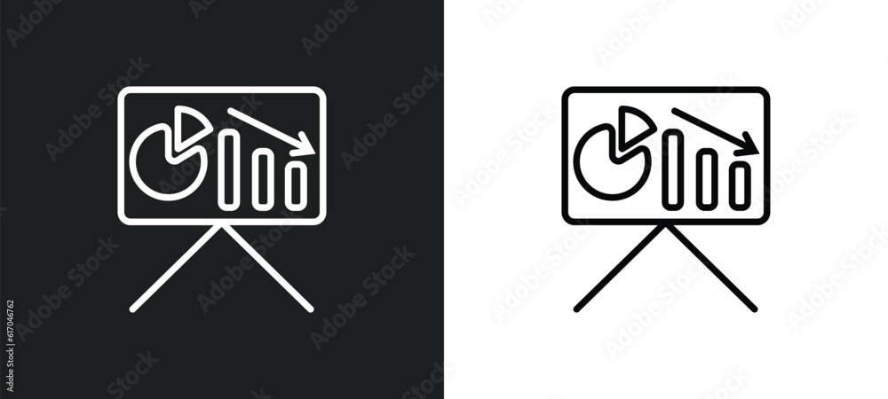 presentation line icon in white and black colors. presentation flat vector icon from presentation collection for web, mobile apps and ui. presentation line icon in white and black colors. presentation flat vector icon from presentation collection for web, mobile apps and ui.