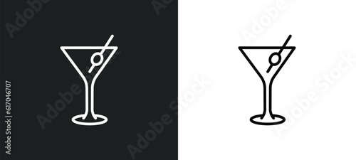 martini line icon in white and black colors. martini flat vector icon from martini collection for web, mobile apps and ui.