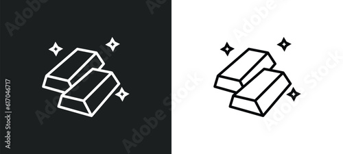 gold ingot line icon in white and black colors. gold ingot flat vector icon from gold ingot collection for web, mobile apps and ui.