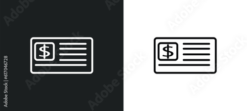 checkbook line icon in white and black colors. checkbook flat vector icon from checkbook collection for web, mobile apps and ui.