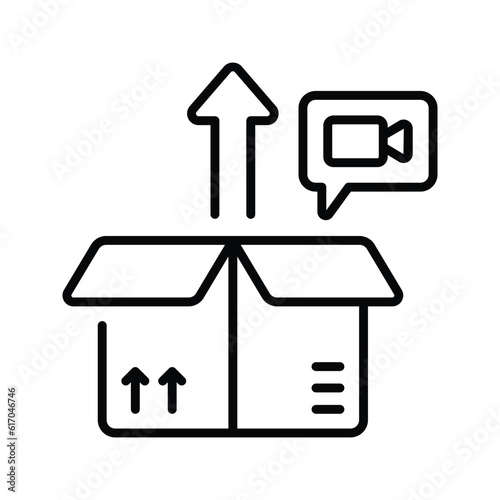 Unboxing Video Outline Icon Design illustration. Online Steaming Symbol on White background EPS 10 File