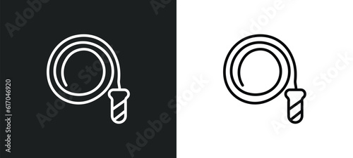 cowboy whip line icon in white and black colors. cowboy whip flat vector icon from cowboy whip collection for web, mobile apps and ui.