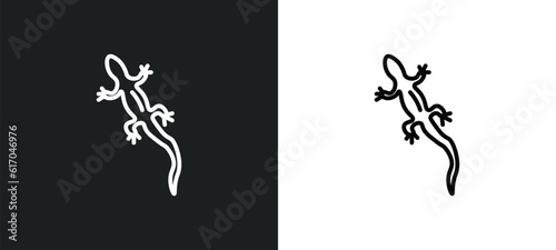 lizard line icon in white and black colors. lizard flat vector icon from lizard collection for web, mobile apps and ui.