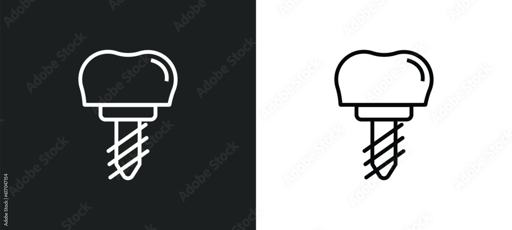 implant line icon in white and black colors. implant flat vector icon from implant collection for web, mobile apps and ui. implant line icon in white and black colors. implant flat vector icon from implant collection for web, mobile apps and ui.