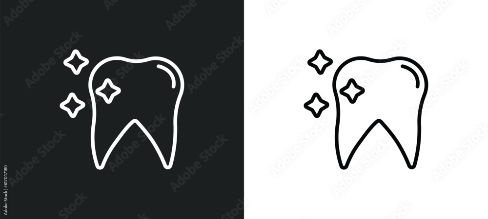 tooth whitening line icon in white and black colors. tooth whitening flat vector icon from tooth whitening collection for web, mobile apps and ui. tooth whitening line icon in white and black colors. tooth whitening flat vector icon from tooth whitening collection for web, mobile apps and ui.