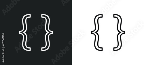 brackets line icon in white and black colors. brackets flat vector icon from brackets collection for web, mobile apps and ui.