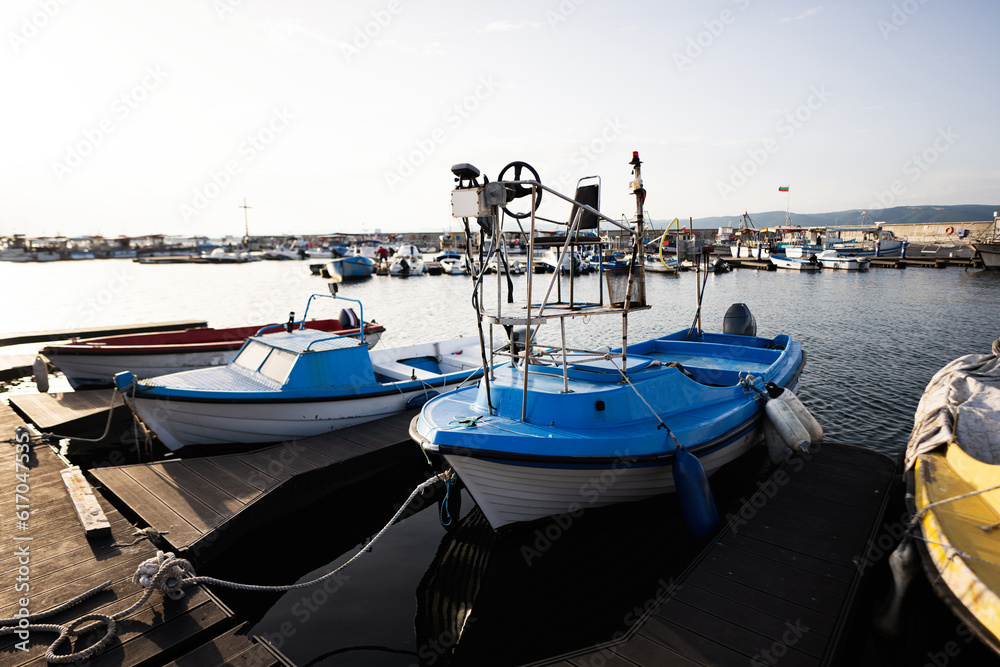 Small fishing boats in the port of Nessebar.