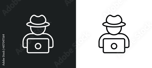 hack line icon in white and black colors. hack flat vector icon from hack collection for web, mobile apps and ui.