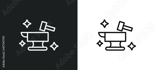 blacksmith line icon in white and black colors. blacksmith flat vector icon from blacksmith collection for web, mobile apps and ui.