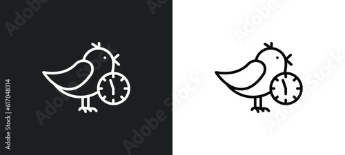 early bird line icon in white and black colors. early bird flat vector icon from early bird collection for web, mobile apps and ui.