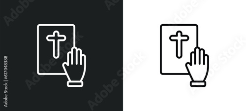 pledge line icon in white and black colors. pledge flat vector icon from pledge collection for web, mobile apps and ui.
