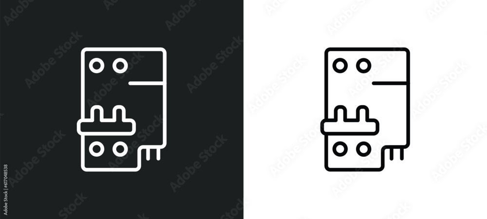 circuit breaker line icon in white and black colors. circuit breaker flat vector icon from circuit breaker collection for web, mobile apps and ui. circuit breaker line icon in white and black colors. circuit breaker flat vector icon from circuit breaker collection for web, mobile apps and ui.