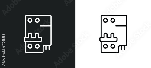 circuit breaker line icon in white and black colors. circuit breaker flat vector icon from circuit breaker collection for web, mobile apps and ui.