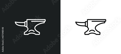 anvil line icon in white and black colors. anvil flat vector icon from anvil collection for web, mobile apps and ui.