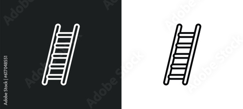 ladder line icon in white and black colors. ladder flat vector icon from ladder collection for web, mobile apps and ui.
