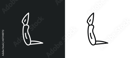 jackknife line icon in white and black colors. jackknife flat vector icon from jackknife collection for web, mobile apps and ui.