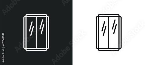 glass wall line icon in white and black colors. glass wall flat vector icon from glass wall collection for web, mobile apps and ui.