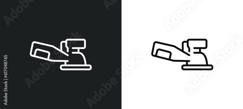 sanding hine line icon in white and black colors. sanding hine flat vector icon from sanding hine collection for web, mobile apps and ui.