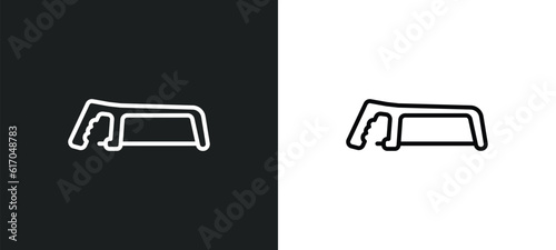 metal saw line icon in white and black colors. metal saw flat vector icon from metal saw collection for web, mobile apps and ui.