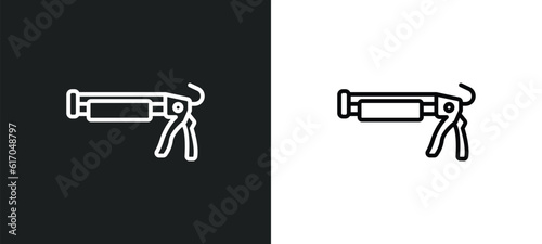 caulk gun line icon in white and black colors. caulk gun flat vector icon from caulk gun collection for web, mobile apps and ui.