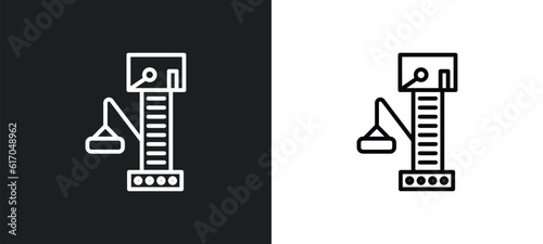 big derrick with boxes line icon in white and black colors. big derrick with boxes flat vector icon from big derrick with boxes collection for web, mobile apps and ui.