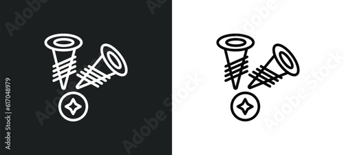 two screws line icon in white and black colors. two screws flat vector icon from two screws collection for web, mobile apps and ui.