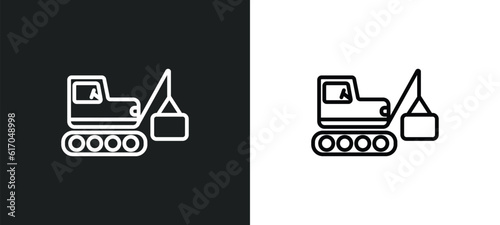 derrick with box line icon in white and black colors. derrick with box flat vector icon from derrick with box collection for web, mobile apps and ui.