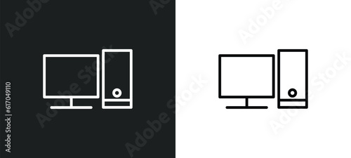 computer line icon in white and black colors. computer flat vector icon from computer collection for web, mobile apps and ui.