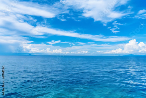Calming summer natural marine blue background . sea and sky with white clouds photography © yuniazizah
