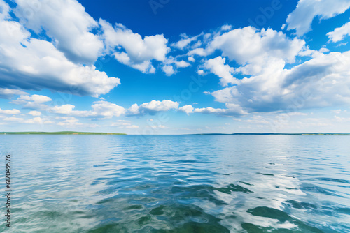 Calming summer natural marine blue background . sea and sky with white clouds photography © yuniazizah